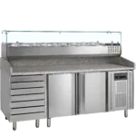 Pizzatafel incl. unit voor toppings PT1310 + GVC38-200