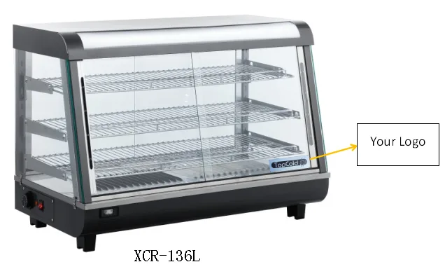 Warmhoud vitrine 4 zijden glas RCR-136 HOT