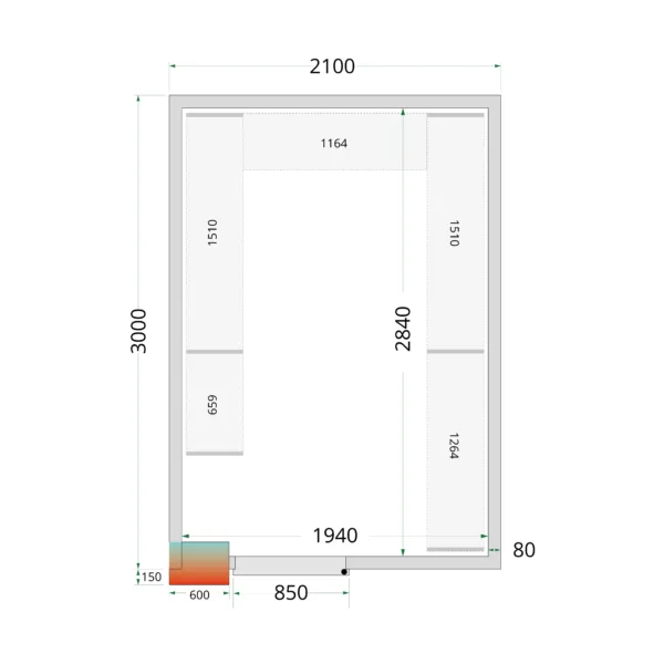 Koelcelpanelen 80 mm CR 210x300x220 WD