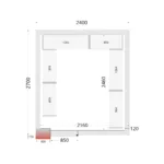 Vriescelpanelen 120 mm - 850 mm brede deur CR 240x270x220 WD