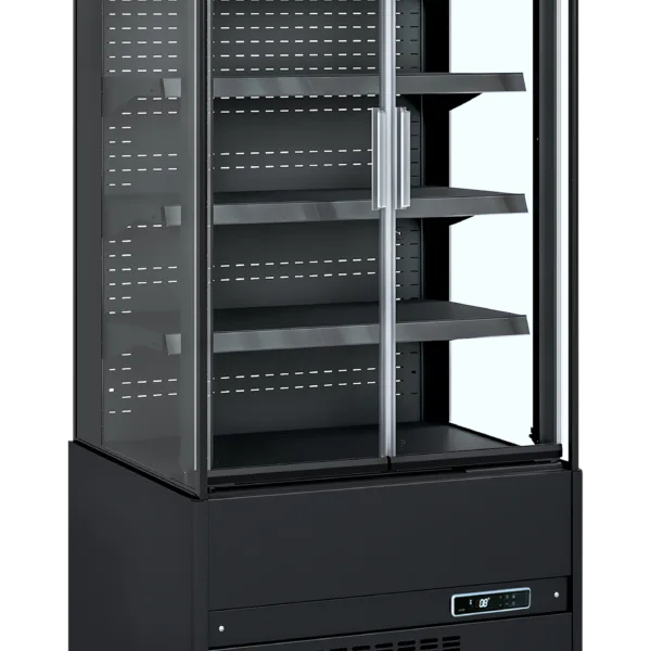 Wandkoeler zwart met glasdeuren MCB90H (ECRON BK)